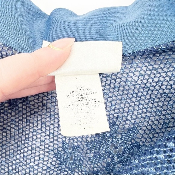 Fashion Bug Vintage Y2K Mesh Collared Top S Blue - Picture 6 of 6